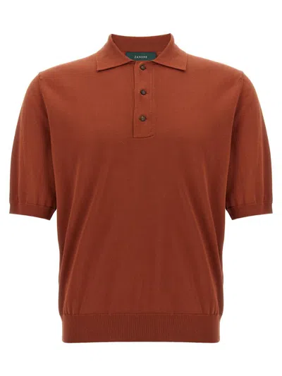 Zanone Cotton Polo Shirt In Brown