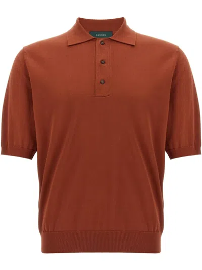 Zanone Cotton Polo Shirt In Brown
