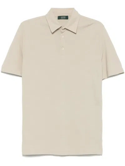 Zanone Cotton Polo Shirt In Nude