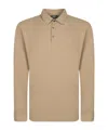 Zanone Burnt Crepe Long Sleeve Polo Shirt In Nude