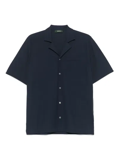 Zanone Cotton Shirt In 蓝色