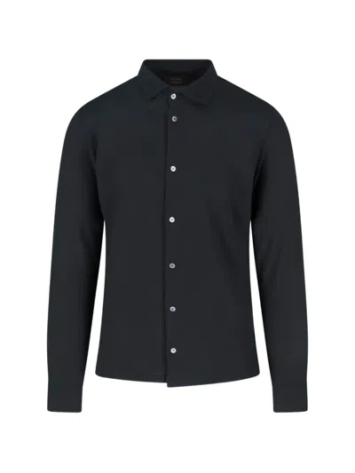 Zanone Shirt Long Sleeves Cuffed Cuffs Style In Black