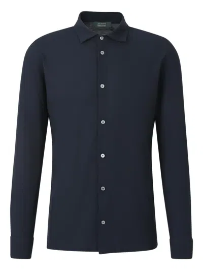 Zanone Long Sleeve Crewneck Sweater With Ribbed Cuffs In Black