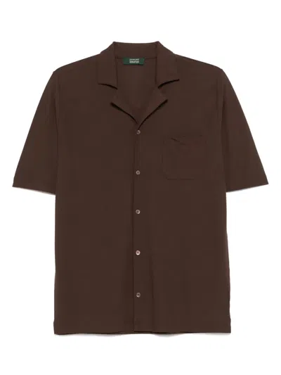 Zanone Cotton Shirt In Brown