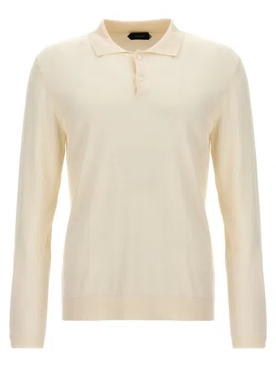 Zanone Cotton Silk Polo Shirt In White
