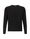 Zanone Cotton Knit Sweater Long Sleeves Ribbed Finishes In Black