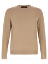 Zanone Cotton Crew Neck Sweater Long Sleeves In Brown