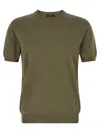 Zanone Crew-neck Cuff Cotton T-shirt In Green