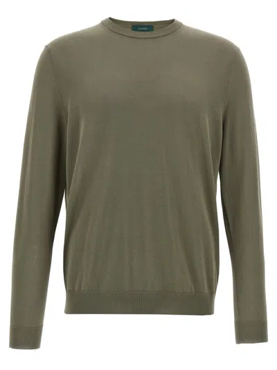 Zanone Cotton Sweater In Sage