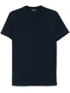 Zanone Regular-fit Cotton Knit Sweater With Ribbed Trims In Blue