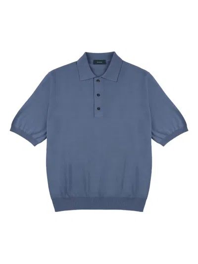 Zanone Crêpe Cotton Polo Shirt In Blue