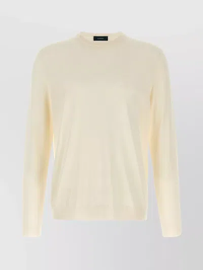 Zanone Crew Neck Cotton Sweater With Ribbed Cuffs In Yellow