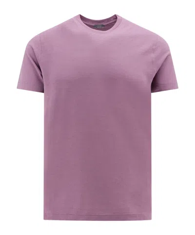 Zanone Crew-neck Cotton T-shirt In Purple