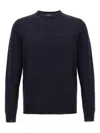 Zanone Timeless Crewneck Sweater With Ribbed Cuffs In Blue