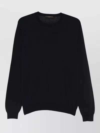 Zanone Crew Neck Knit Sweater Long Sleeves In Black