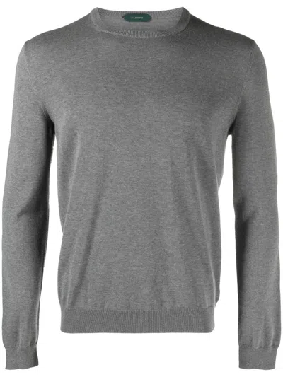 Zanone Crew-neck Knitted Jumper In Grau