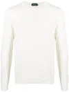 Zanone Crew-neck Knitted Jumper In Neutrals