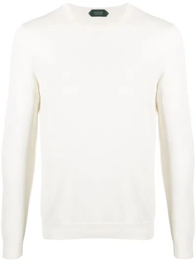 Zanone Crew-neck Knitted Jumper In Neutrals