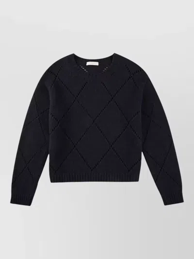 Zanone Crew Neck Knitwear Diamond Pattern Long Sleeves In Black
