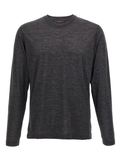 Zanone Crew-neck Long-sleeves T-shirt In Black
