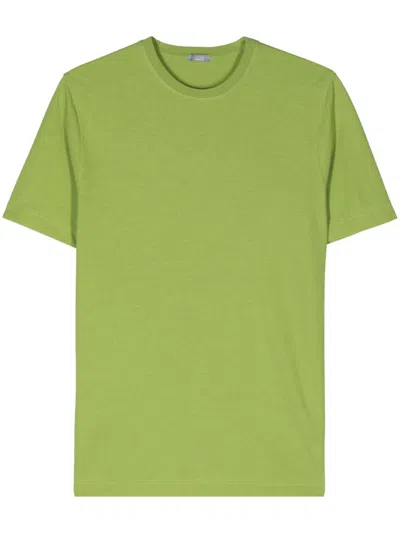 Zanone Crew-neck Organic Cotton T-shirt In Green