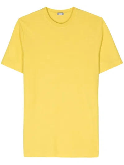 Zanone Crew-neck Organic Cotton T-shirt In Yellow