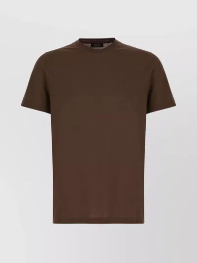 Zanone Crew Neck Plain Design Short Sleeves T-shirt In Brown