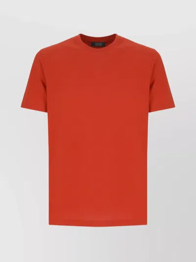 Zanone Crew Neck Plain Design T-shirt In Brown