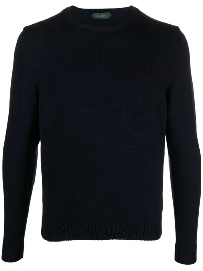 Zanone Crew Neck Pullover Jumper In Blue