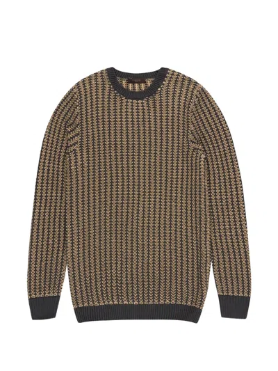 Zanone Crew-neck Ribbed Sweater In Brown