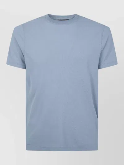 Zanone Crew Neck Short Sleeve Cotton T-shirt In Blue
