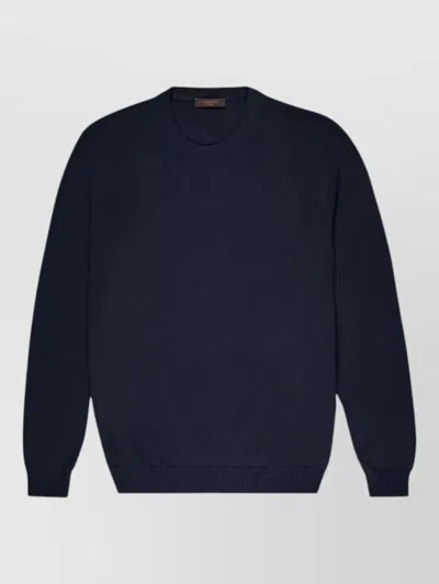 Zanone Crew Neck Slim Fit Knit Sweater In Blue