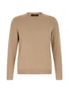 Zanone Cotton Crew Neck Sweater Long Sleeves In Brown