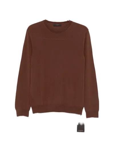 Zanone Crew-neck Sweater In Brown