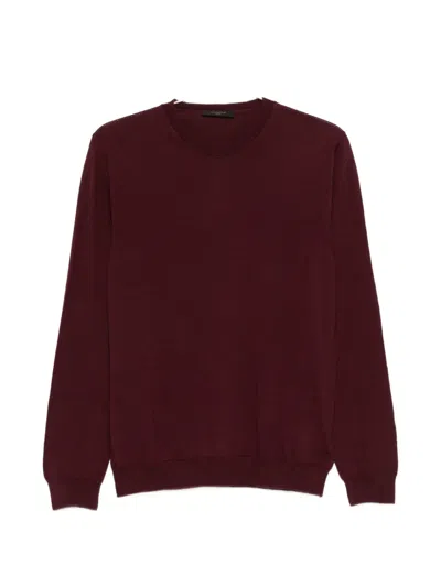 Zanone Crew-neck Sweater In Burgundy