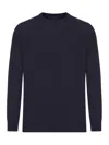 Zanone Crew Neck Sweater In Fine Combed Wool In Black