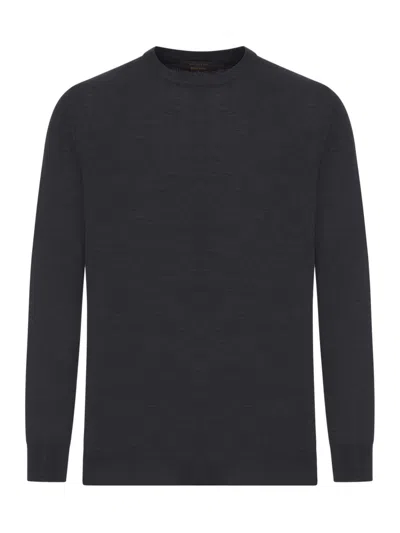 Zanone Crew Neck Sweater In Fine Combed Wool In Burgundy