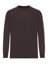Zanone Crew Neck Sweater In Fine Combed Wool In Burgundy