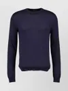 Zanone Ribbed Crew Neck Sweater With Long Sleeves In Blue