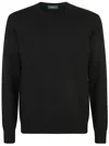 Zanone Ribbed Crewneck Sweater With Long Sleeves In Black