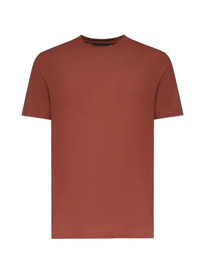 Zanone Crew-neck T-shirt In Brown