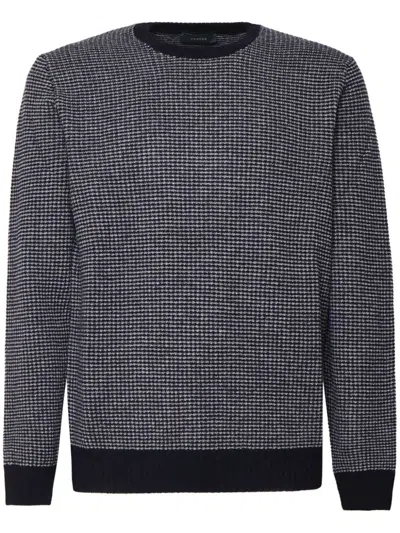 Zanone Crew-neck Wool Jumper In Blue