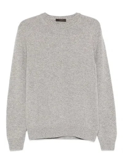 Zanone Crew-neck Wool Sweater In Gray