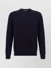 Zanone Crew Neck Wool Sweater With Ribbed Cuffs In Black