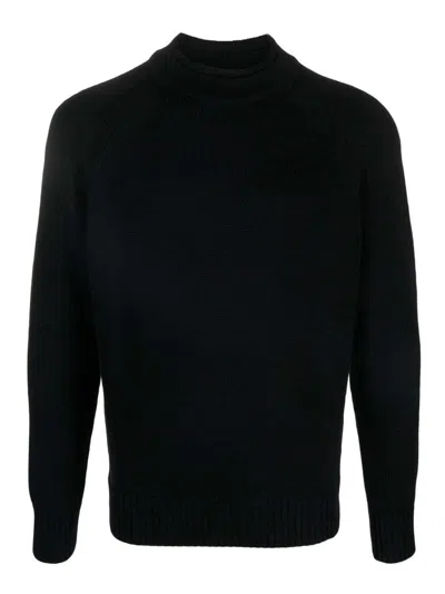Zanone Knitted Crew-neck Jumper In Black