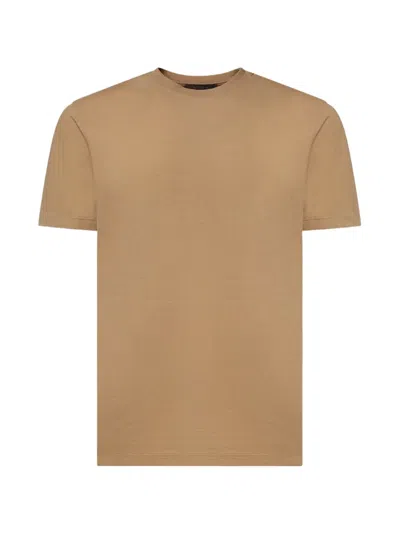 Zanone Crew-neck Cotton T-shirt In Brown