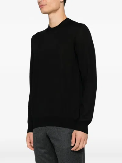 Zanone Crew-neck Long-sleeve Sweater In Black