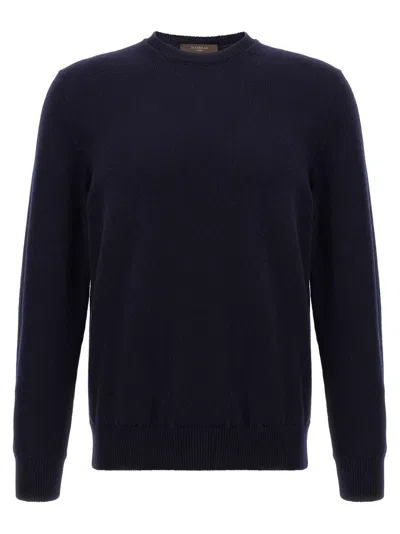 Zanone Crewneck Sweater In Soft Virgin Wool In Blue