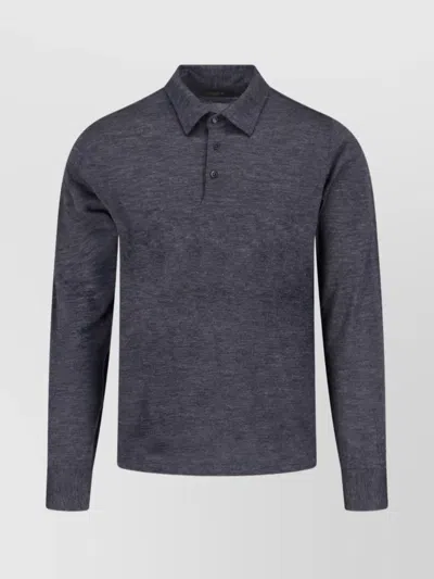 Zanone Crewneck Sweater With Collared Neck And Ribbed Cuffs In Gray