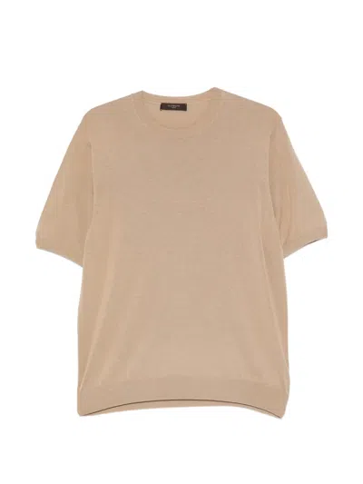 Zanone Crew-neck T-shirt In Brown